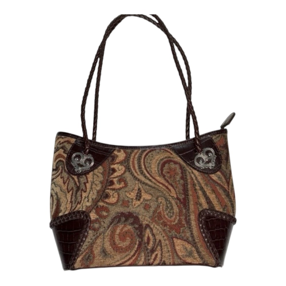 Bueno Womens Bag Silver Tone Trim 11x9x4 Strap Drop 11" Tapestry Fabric Material